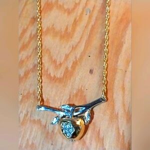 ☆☆☆*Golden Apple on Vine. With dimonds on gold chain. Gold and silver*☆☆☆